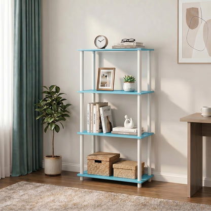 Furinno Turn-N-Tube Storage Shelves, 4-Tier Book Shelf, Corner Shelf, Toolless Open Shelves, for