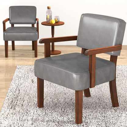 Accent Chair, PU Leather Oversized Living Room Chairs with Soft Seat and Armrests, Armchair for