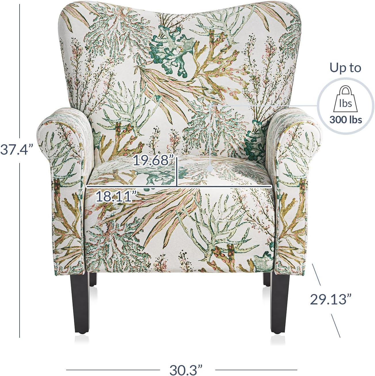 BELLEZE Modern Accent Chair for Living Room, High Back Linen Armchair with Wooden Legs, Upholstered