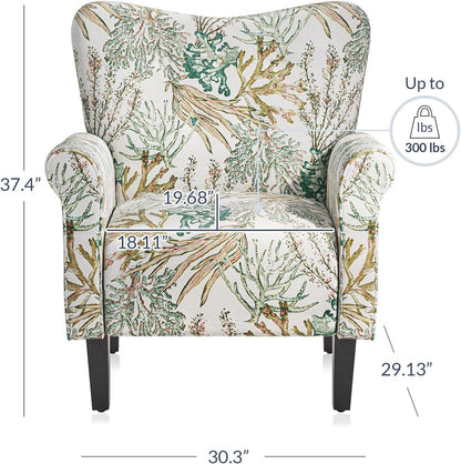 BELLEZE Modern Accent Chair for Living Room, High Back Linen Armchair with Wooden Legs, Upholstered