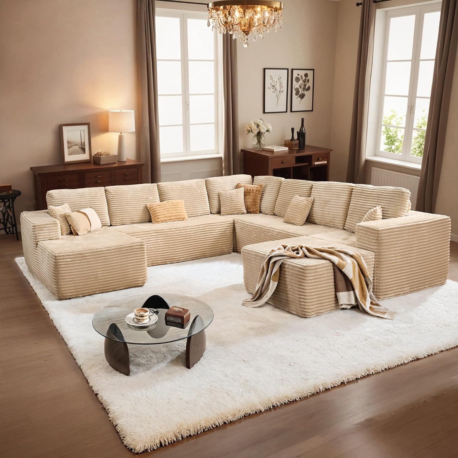 HOOOWOOO Cloud Sectional Couches for Living Room,Modular Sectional Sofa No Assembly,136X133 Inch