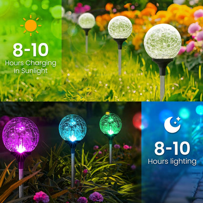 GIGALUMI Solar Garden Lights Outdoor Decorative for Yard 3 Pack, Solar Globe Lights Outdoor