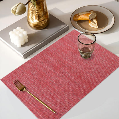 Vinyl Placemats Set of 4, PVC Woven Washable Non-Slip Table Mats, Heat Resistant Wrinkle Free Place