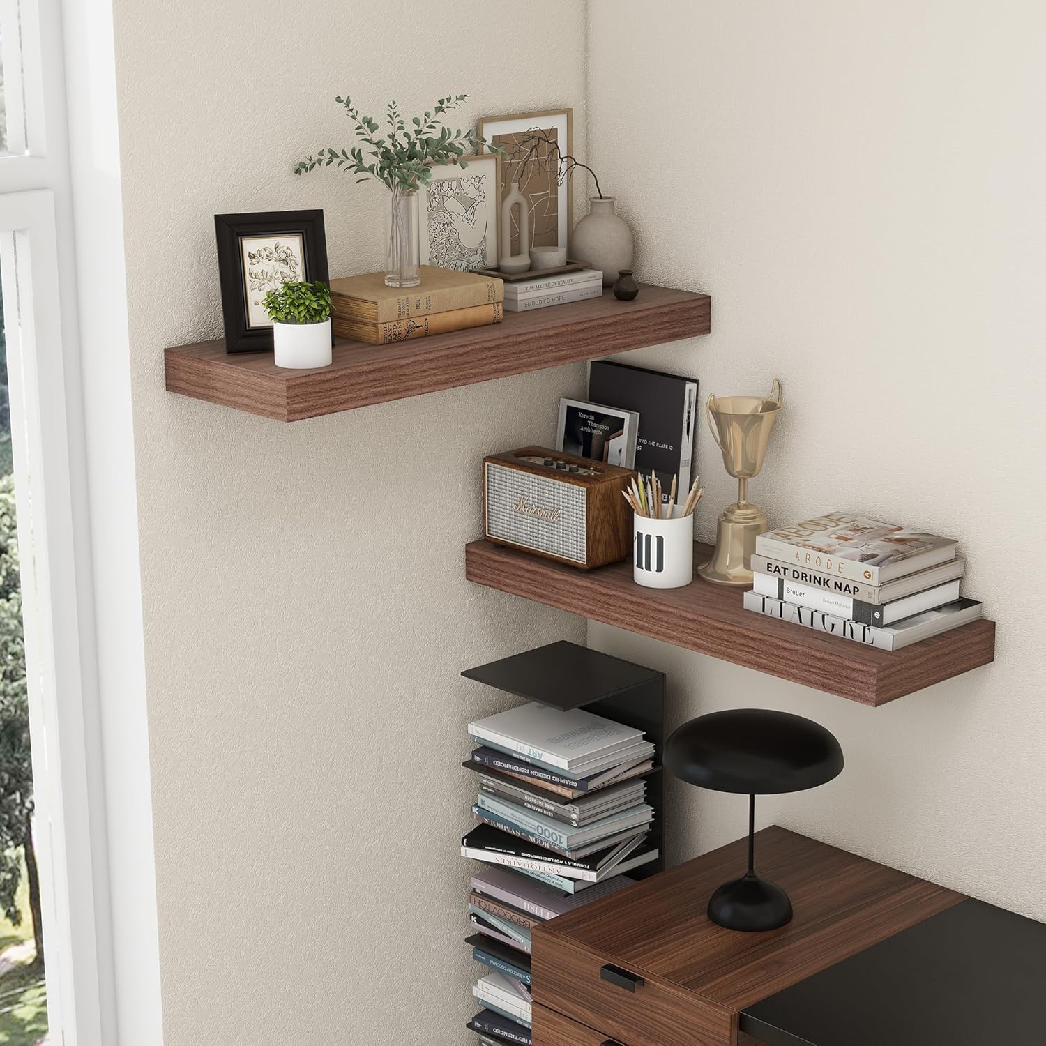 Deep Floating Shelves for Wall, 36'' x 12'' Rustic Large Floating Shelves Set of 2, 12 Inch Deep