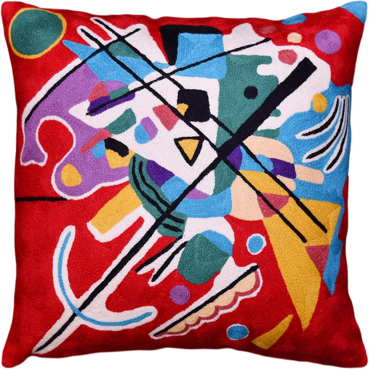 Kandinsky Modern Couch Pillow Cover - Red Painting | Abstract Toss Pillow | Modern Chair Cushion|