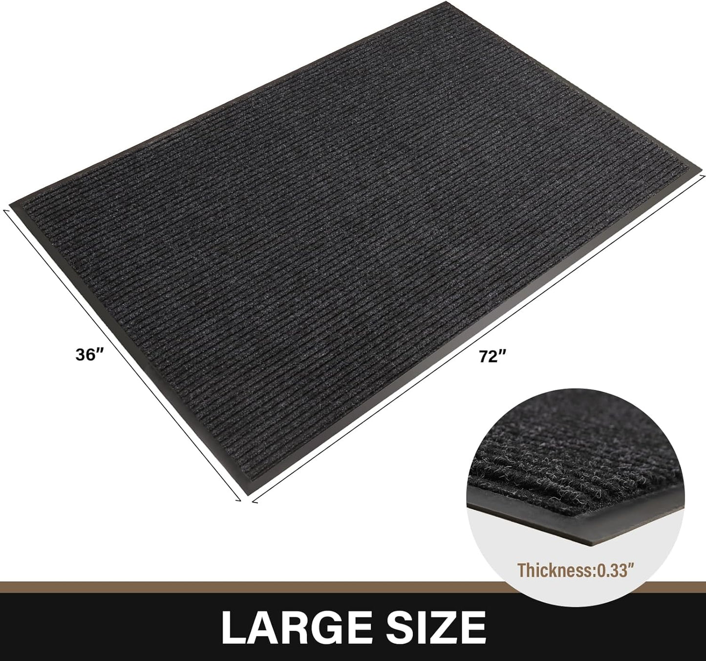 Large Front Door Mat, 72" x 36" Durable Front Doormat, Heavy Duty Large Welcome Door Matt for Home