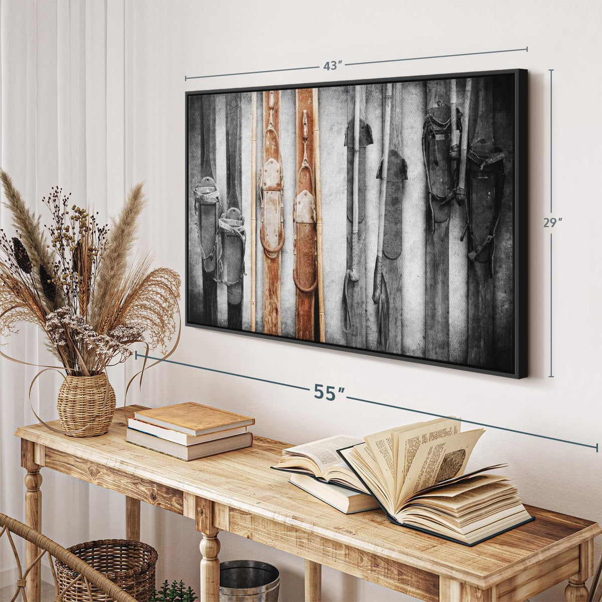 ElephantStock Ski Collection Wall Art - Horizontal Framed Canvas - 1-Piece Bathroom Wall Decor