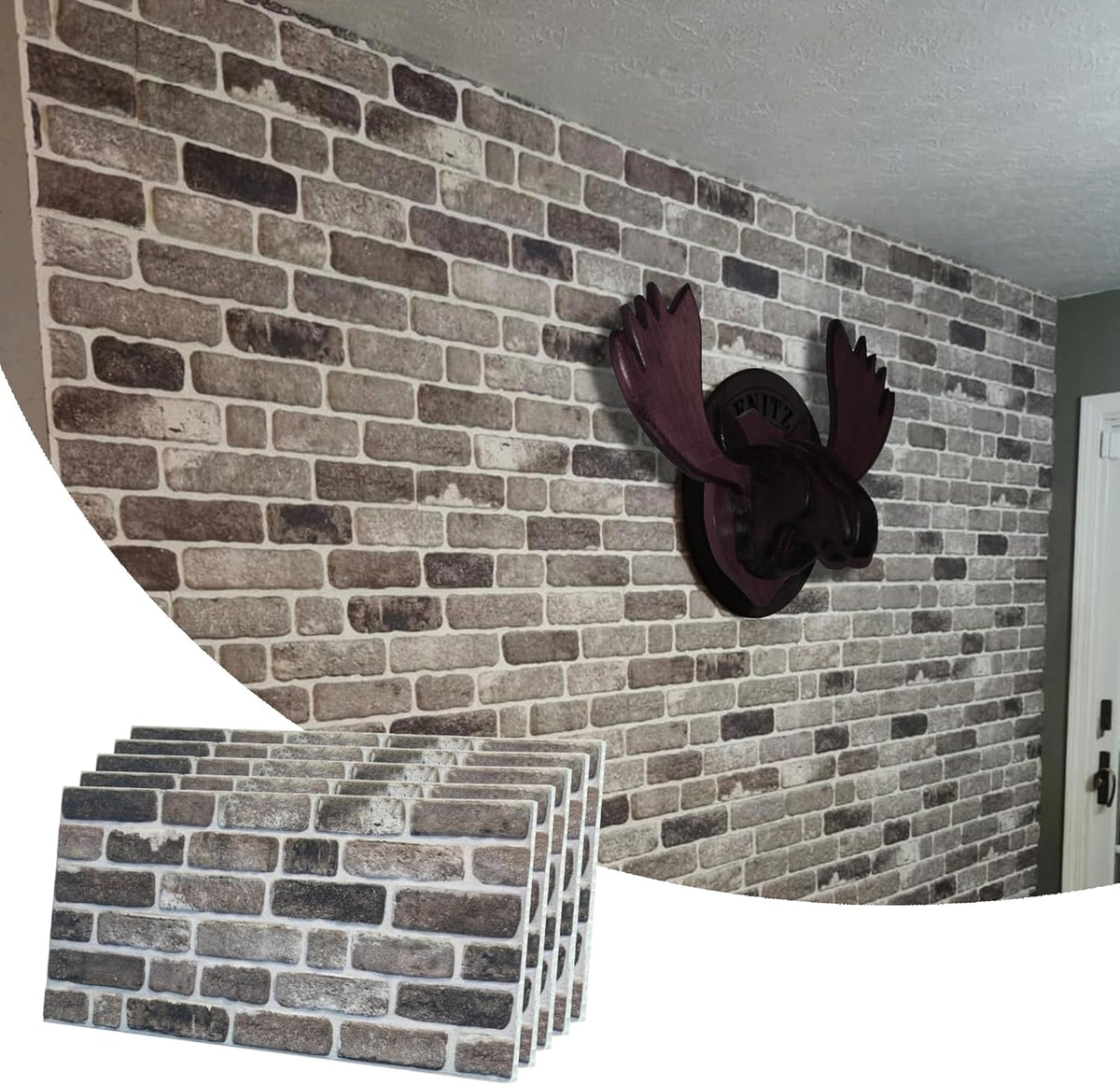 Dundee Deco 3D Wall Panels Faux Brick - Cladding, Grey Black Stone Look Wall Paneling, Styrofoam