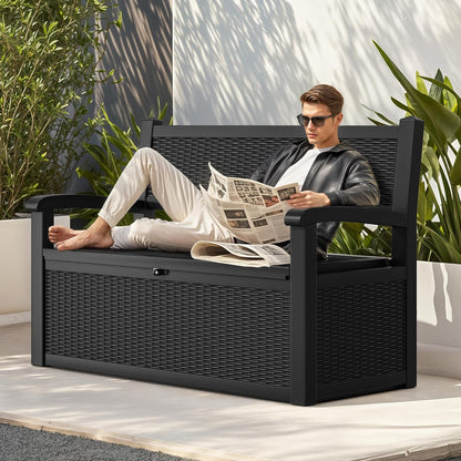 YITAHOME 70 Gallon Deck Bench with Storage, Outdoor Storage Box Bench with Armrests for Patio
