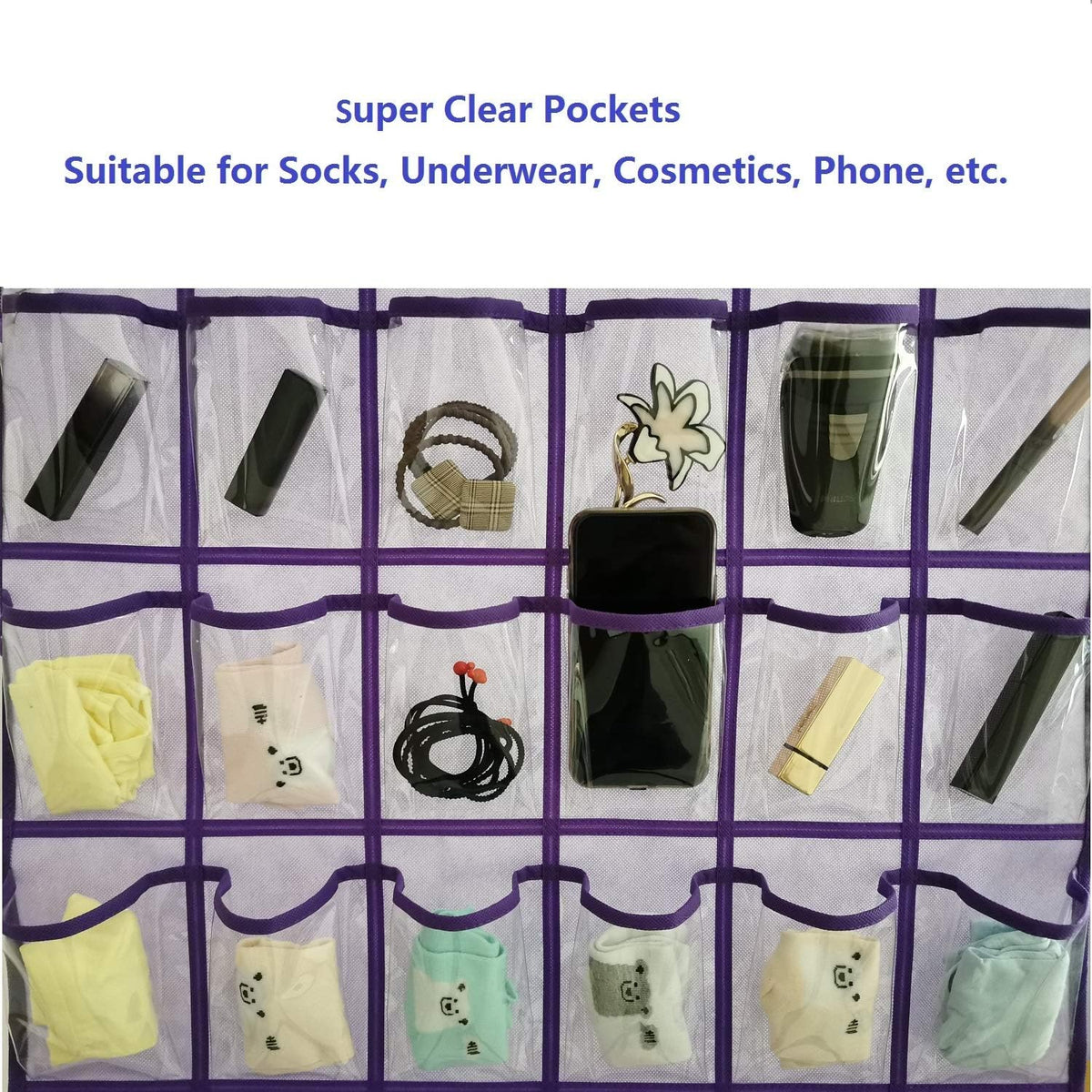Classroom Pocket Chart for Phone Calculator Holder Over The Door Hanging Closet Jewelry Organizer