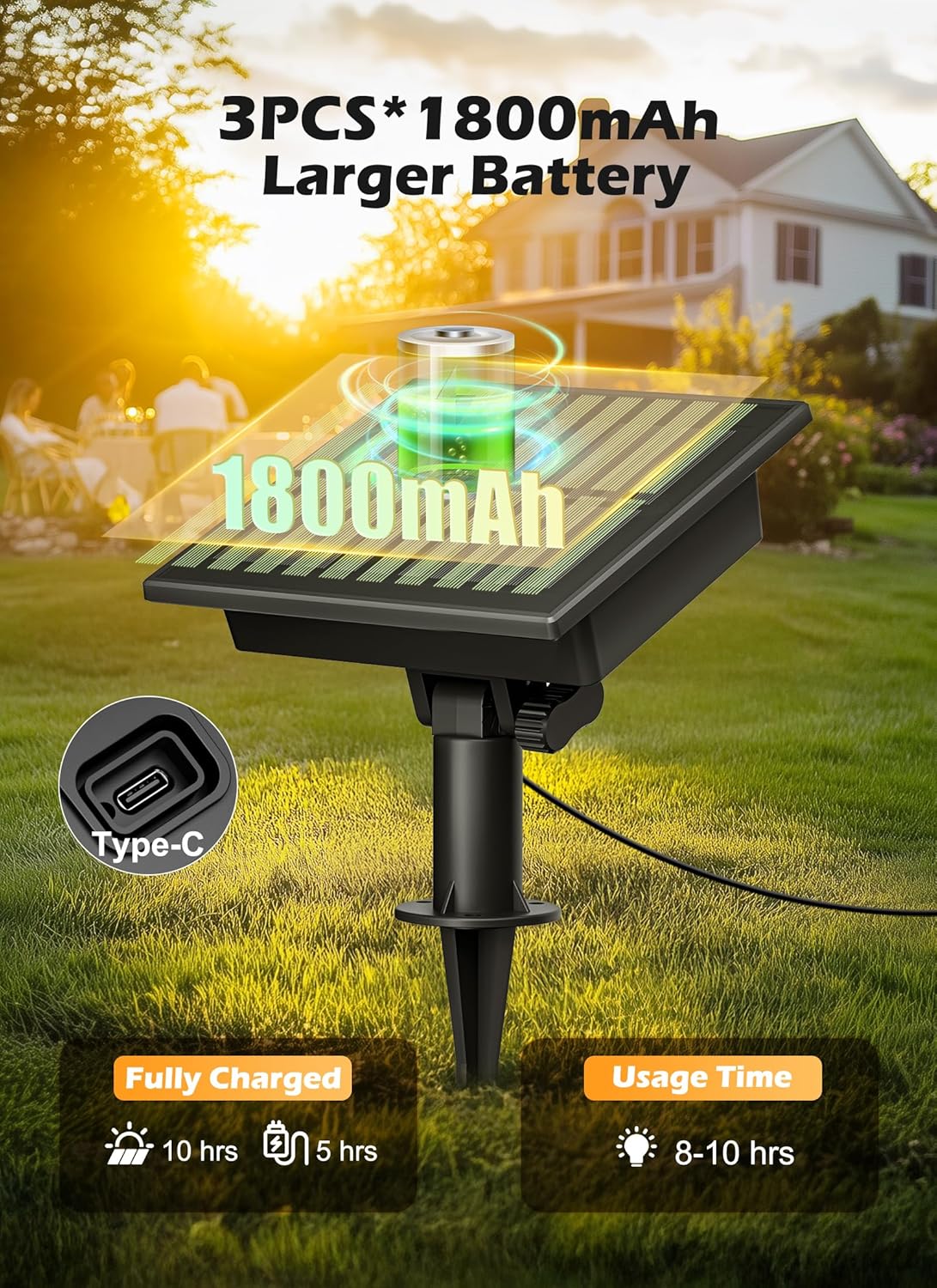 Brightown Solar Lights Outdoor Waterproof 108FT with 50 Shatterproof ST38 LED Bulbs, 2700K Solar