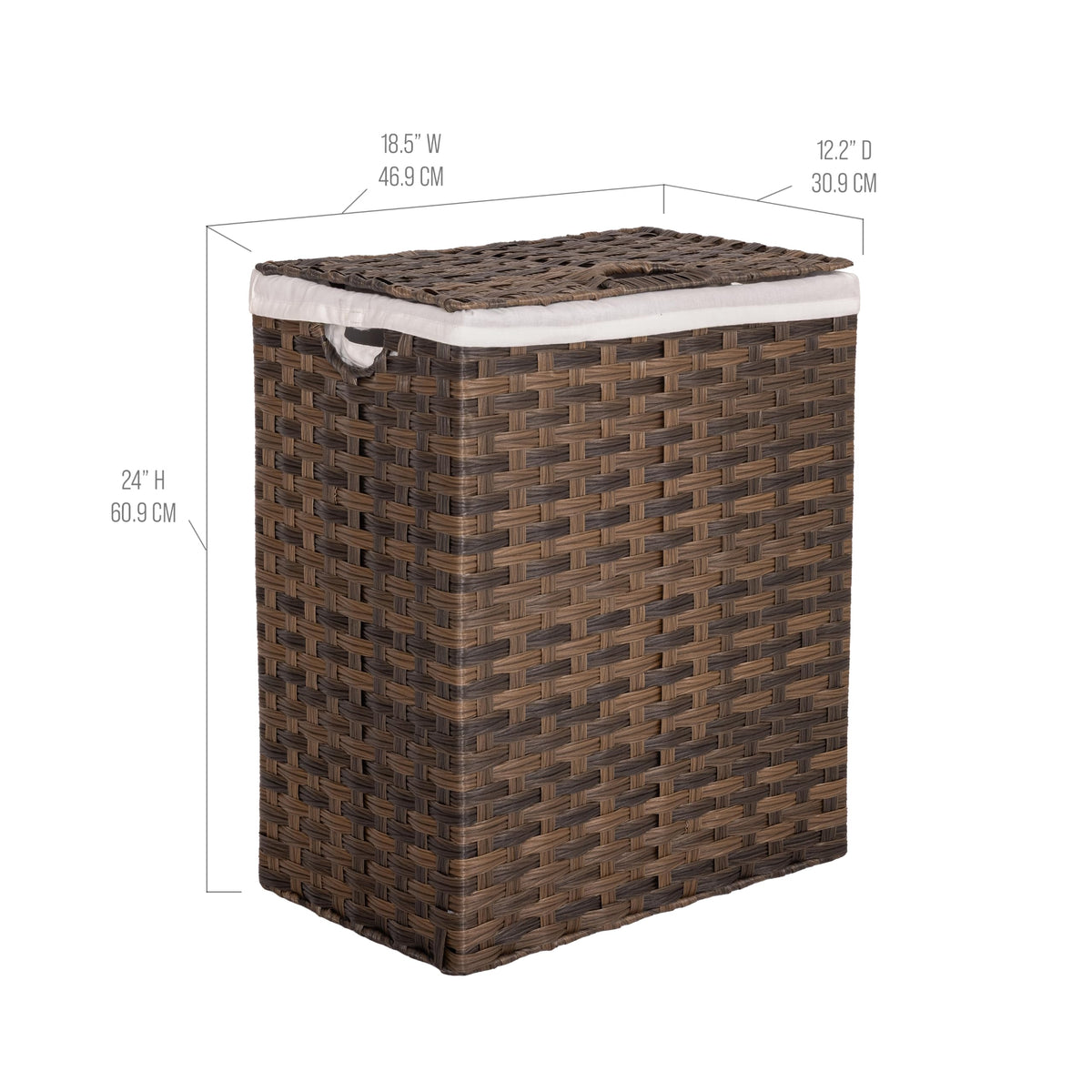 Seville Classics Premium Handwoven Portable Laundry Bin Basket with Carrying Handles, Household