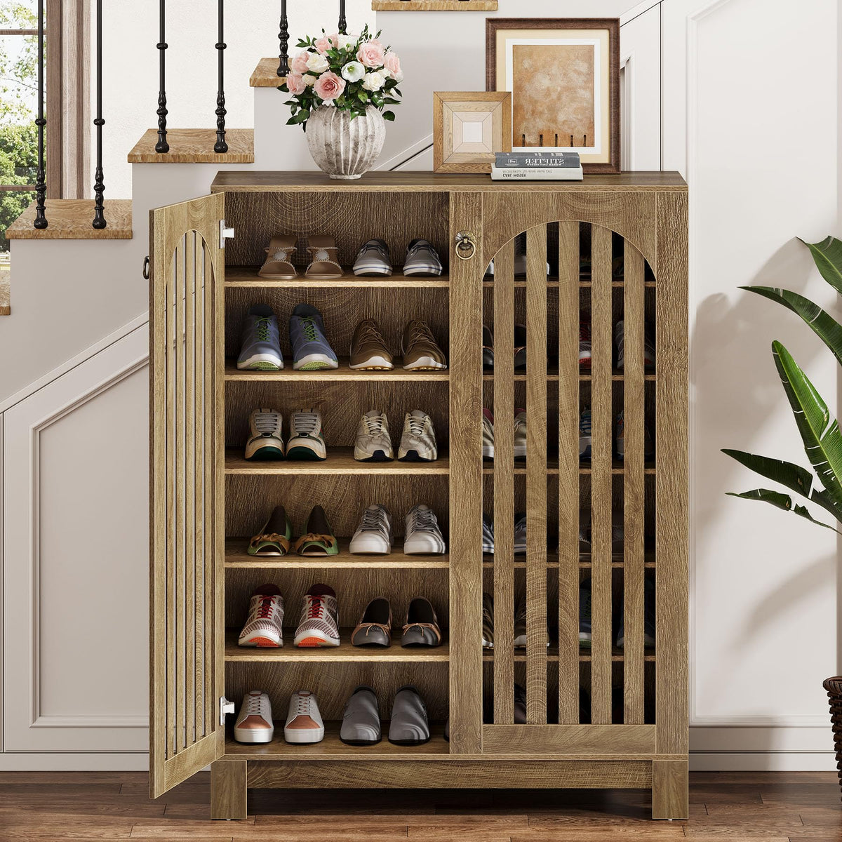 Tribesigns Shoe Storage Cabinet with Doors, 6-Tier Shoe Storage Organizer