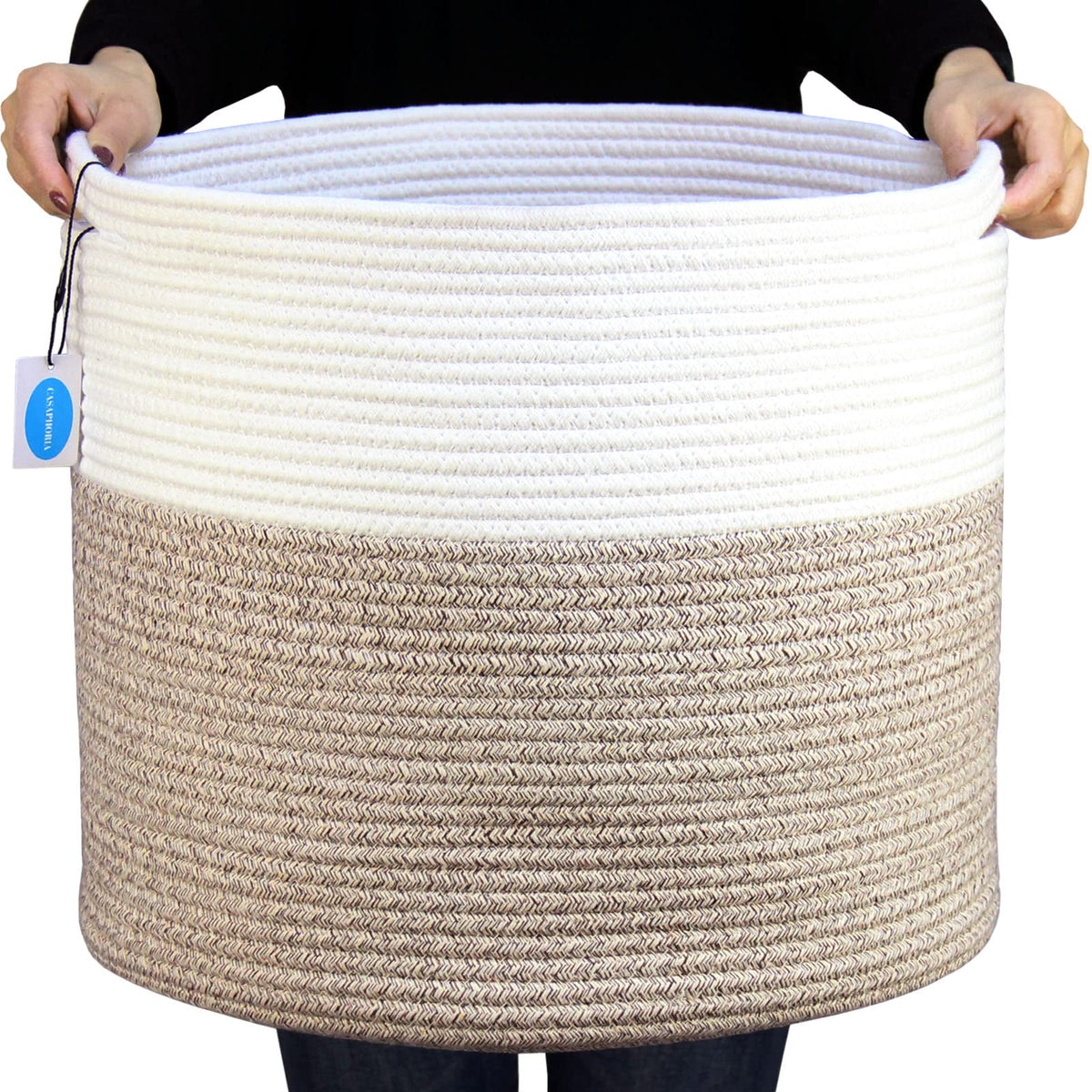 Casaphoria Large Cotton Rope Storage Baskets for Organizing with Built-in Handles,Tall Woven