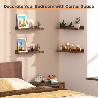 upsimples Floating Shelves for Wall, Wall Shelves for Decor Storage Set of 6, Wall Mounted Wood