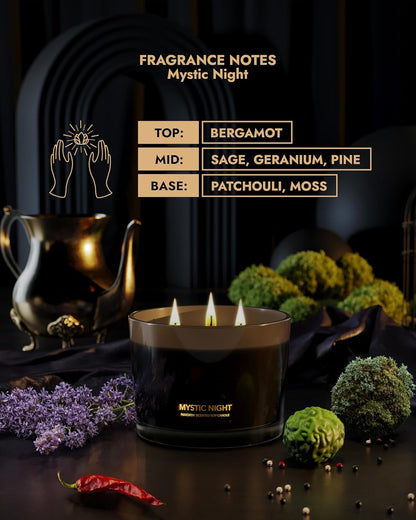 96NORTH Luxury Black Candle | Large 3-Wick Jar Candle | Up to 40 Hours Burning Time | 100% Natural