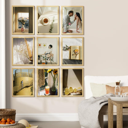 Vittanly 12x16 Picture Frames Set of 9, Shatter Resistant Plexiglass, Display 11x14 Pictures with