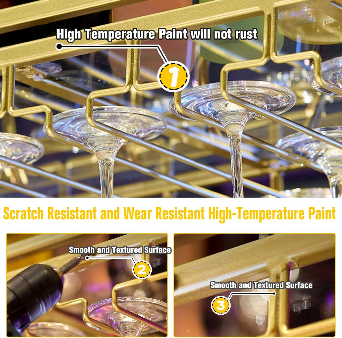 Ceiling Wine Rack&Hanging, Adjustable Hanging Wine Rack with Acrylic Board for Bar Cafe Kitche
