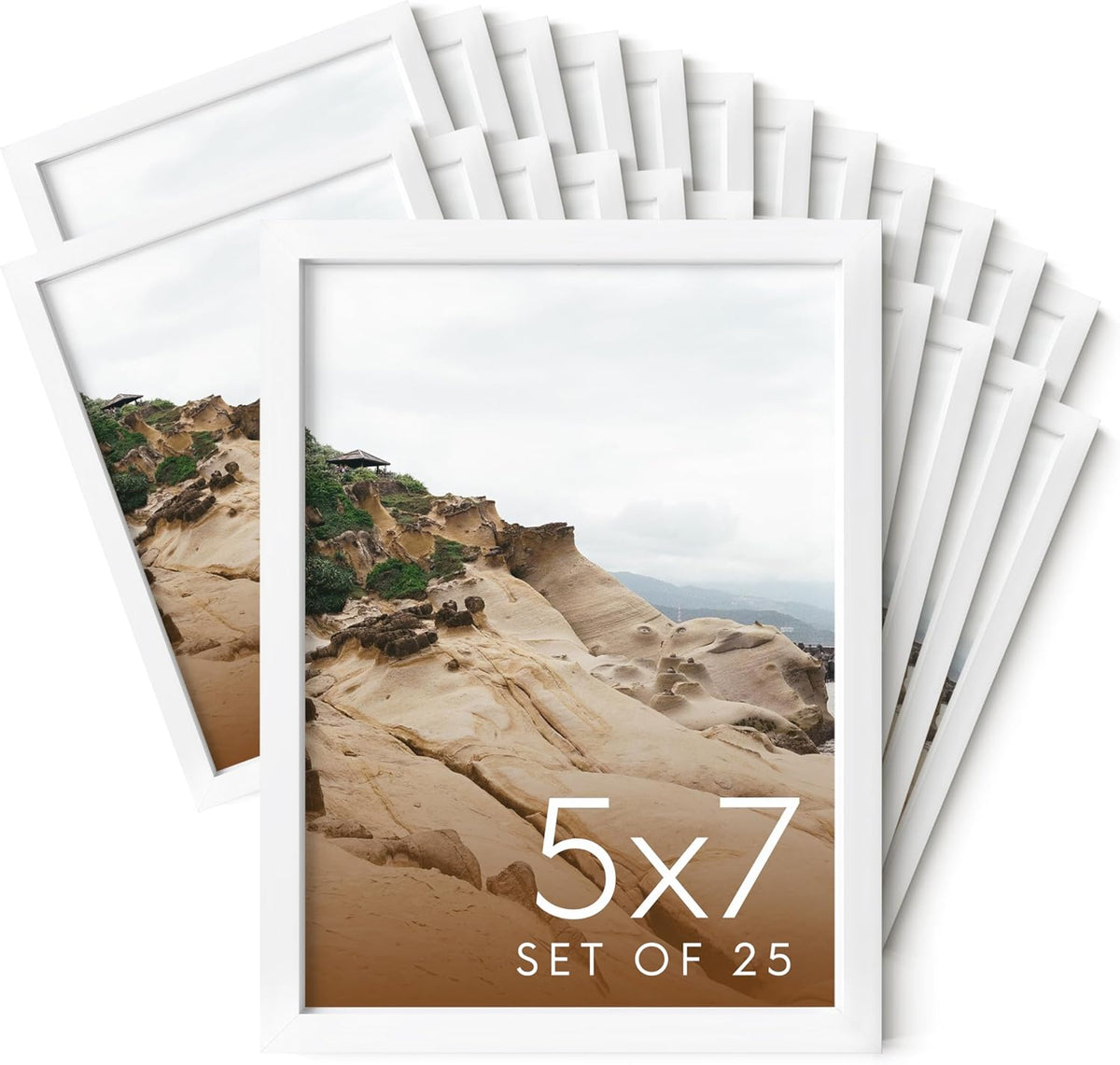 HAUS AND HUES 5x7 White Metal Picture Frames - Bulk Frames 5X7 - Features Premium Aluminum