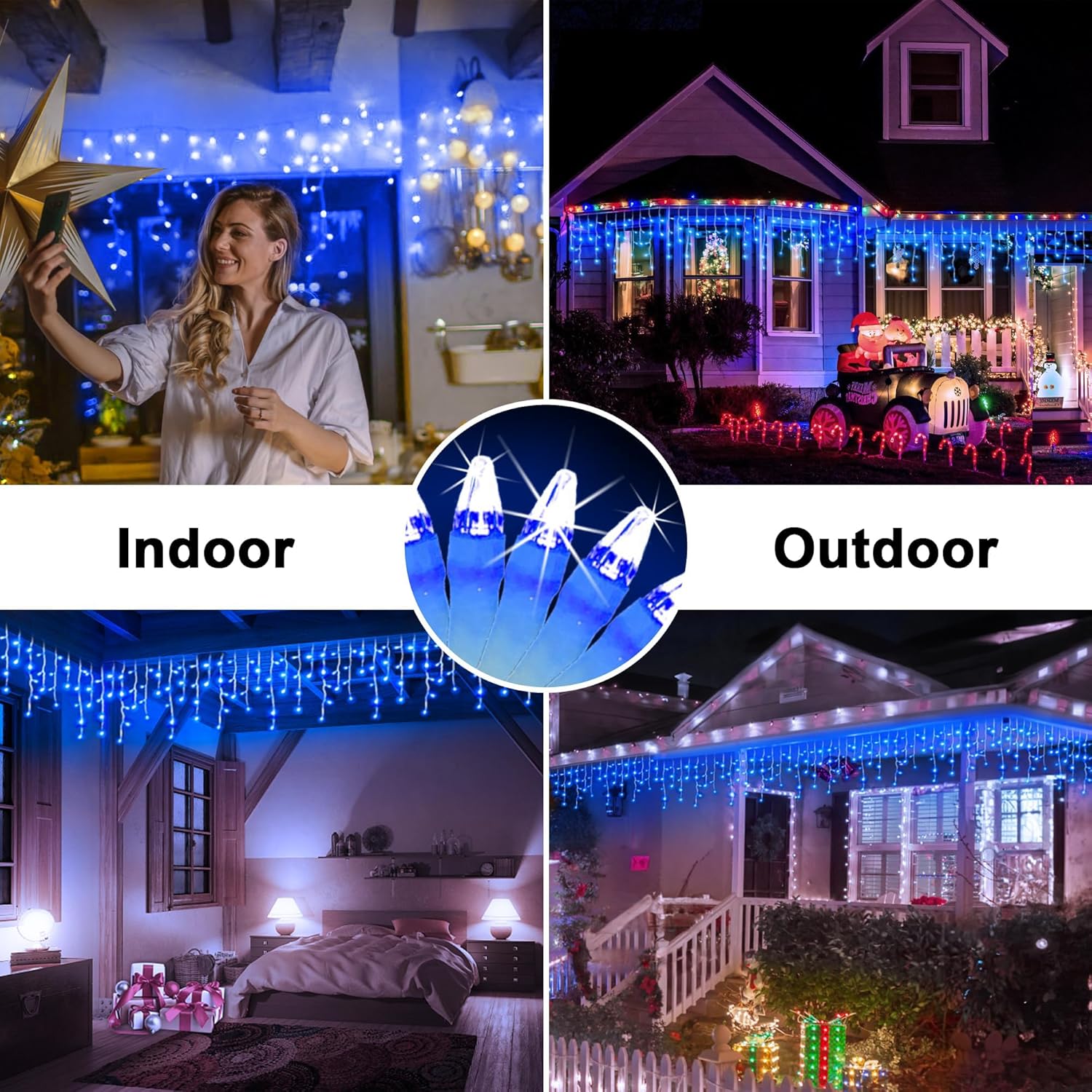 132FT 1332 LED Outdoor Christmas Lights - 296 Ice Drops, 12 Pro Modes with Timer Memory &