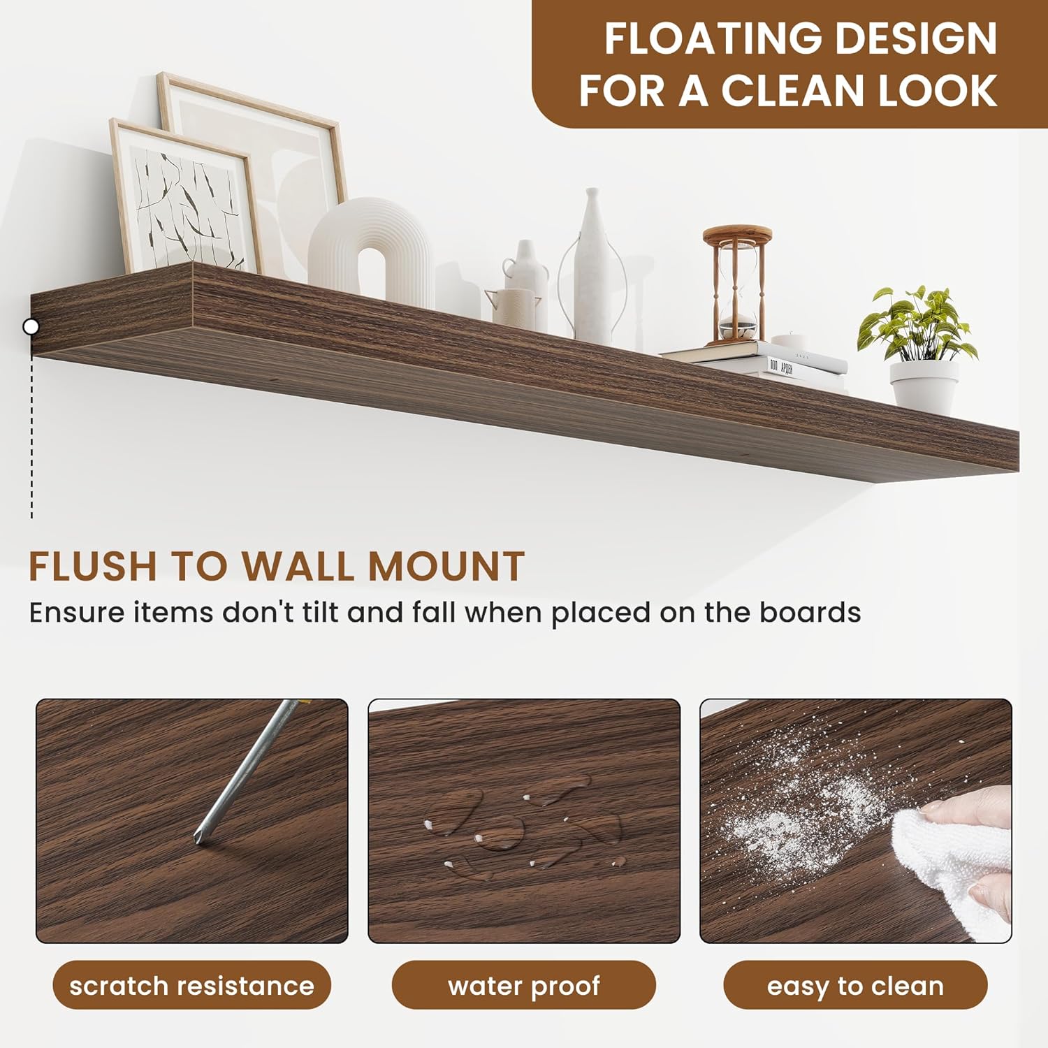 fuqing Floating Shelves for Wall, Bathroom Shelf Wall Mounted for Storage, Shelves with Invisible
