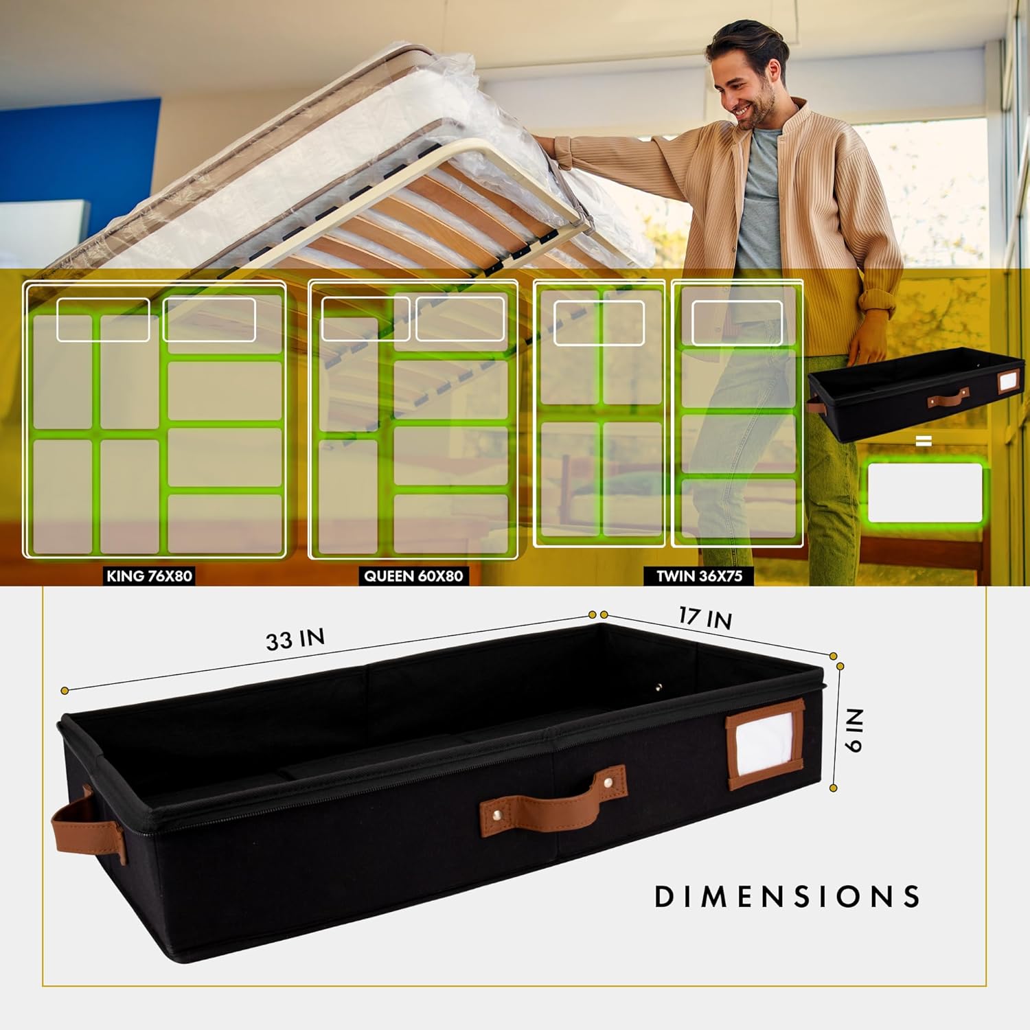 HOMELUX THEORY 2pc Under Bed Storage Containers, Bedroom Under the Bed Drawer Storage Organizer