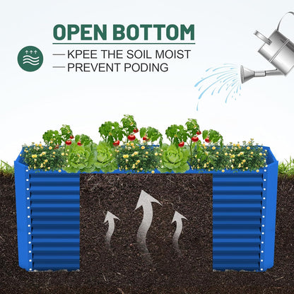 Land Guard 6x3x3ft Rectangular Galvanized Raised Garden Beds, Large-Capacity Metal Planter Box