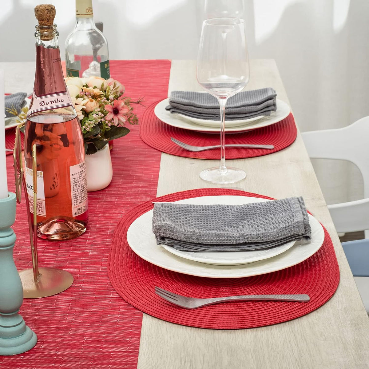 AHHFSMEI Placemats Set of 6 for Dining Table Washable Woven Vinyl Non-Slip 18x12 inches Placemat