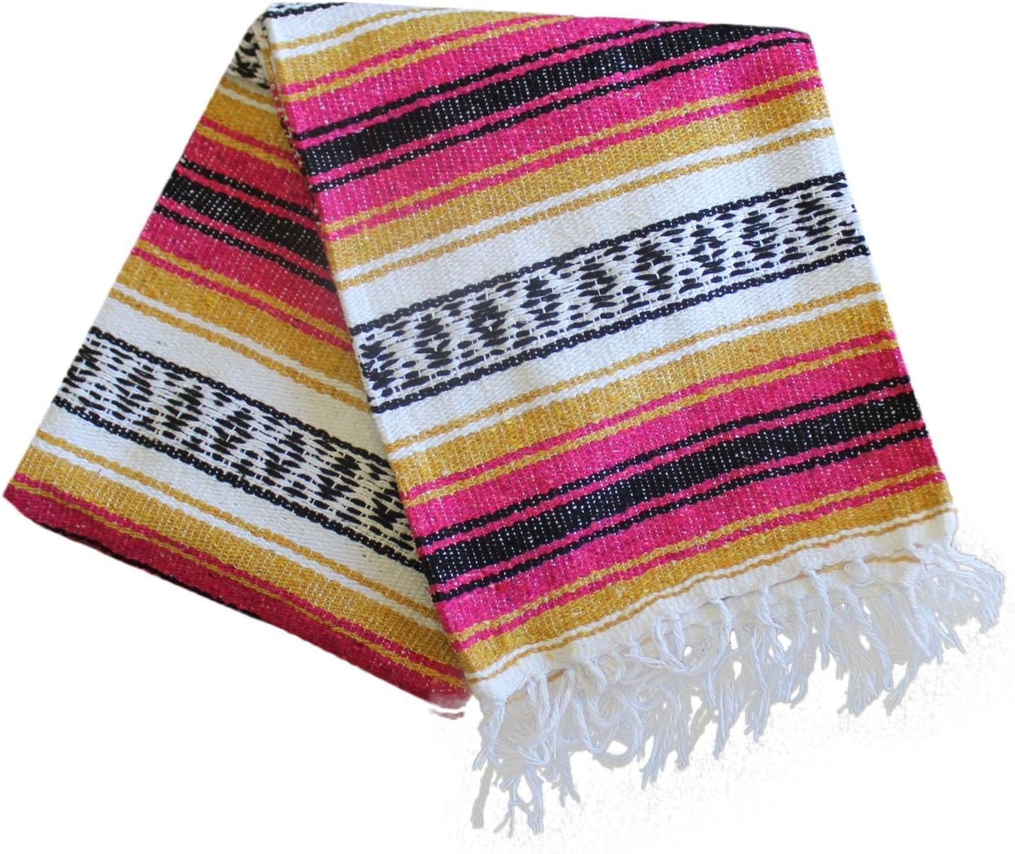 Del Mex Classic Mexican Blanket, Large Authentic Woven Falsa Throw (70"x50"), Artisan Southwest