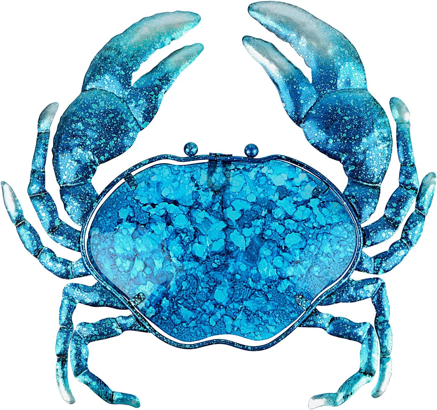 John's Studio Crab Wall Decor Outdoor Metal Bathroom Hanging Art Glass Blue Ocean Theme Decorations