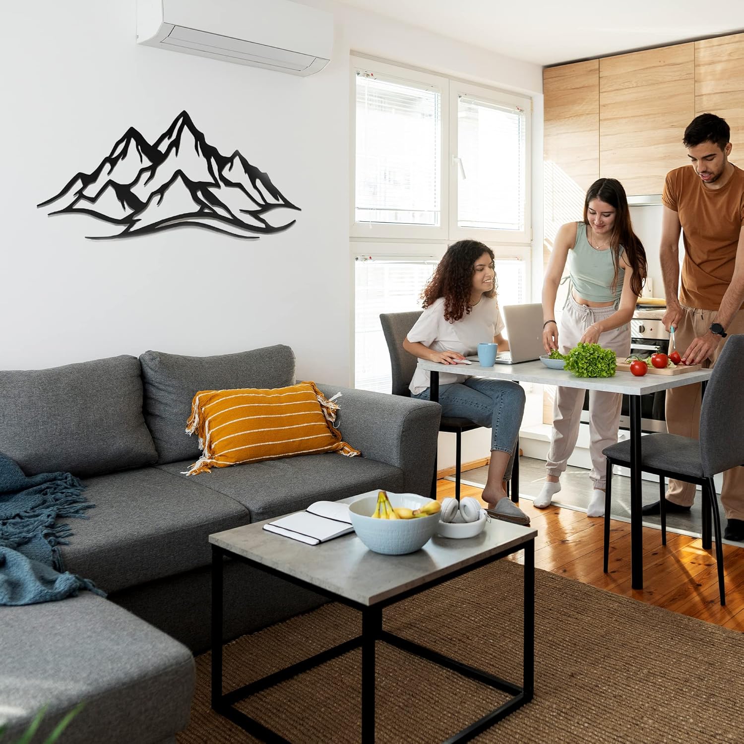 METALPLEX Mountain Range Metal Wall Art - Fade-Resistant and Rust-Free Indoor & Outdoor Aluminum