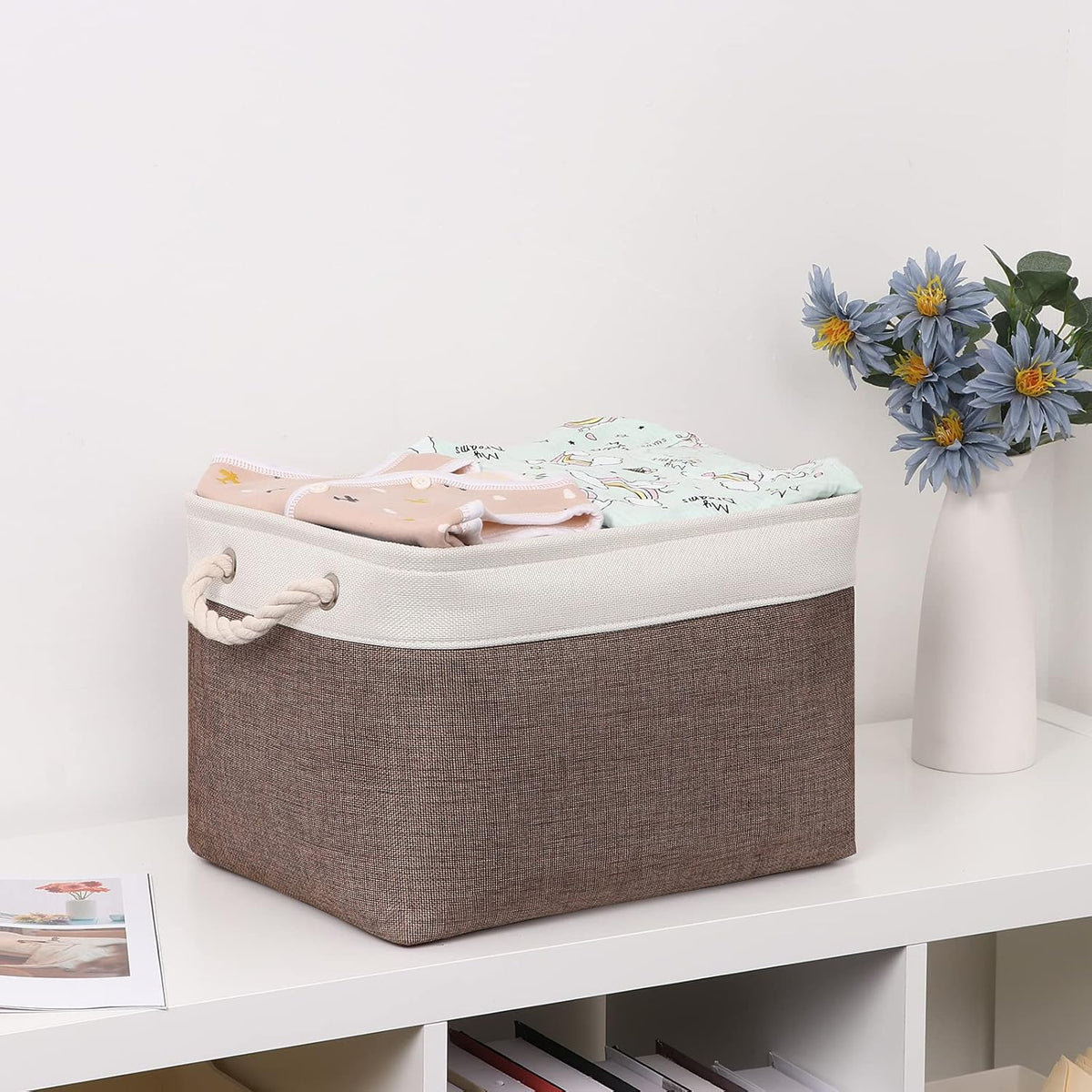 Bidtakay Baskets Fabric Storage Bins for Shelves [3-Pack] Decorative Storage Baskets for Organizing