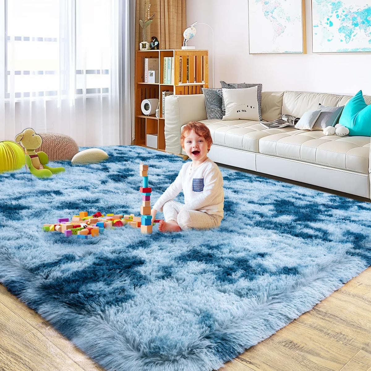 Rezutan Soft Rug for Living Room Bedroom Large Comfy Modern Shaggy Fuzzy for Kids, Plush Indoor