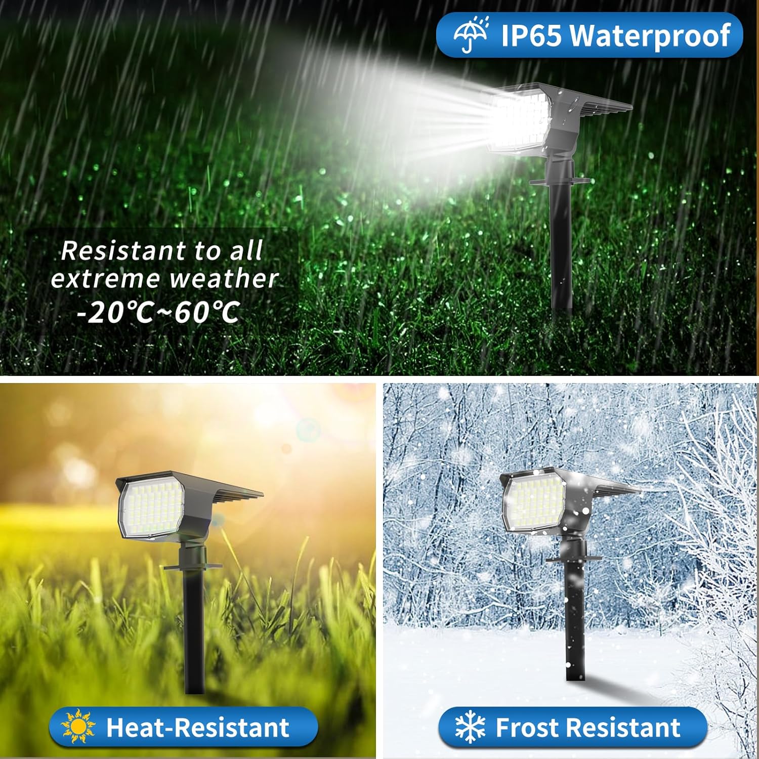 Solar Spot Lights Outdoor Waterproof IP65, 12 Pack Landscape Spotlights with 46 LEDs, 3 Modes Auto
