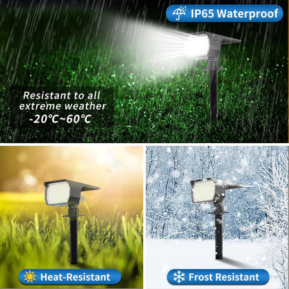 Solar Spot Lights Outdoor Waterproof IP65, 12 Pack Landscape Spotlights with 46 LEDs, 3 Modes Auto