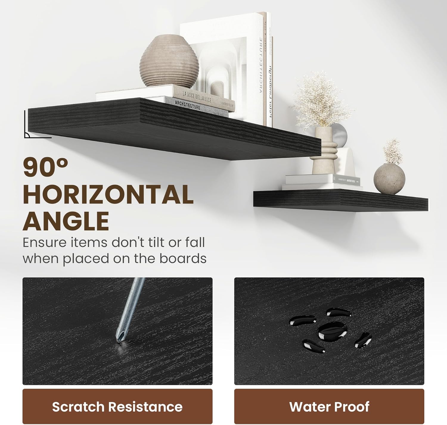 36 Inch Floating Shelves, 12 Inch Deep Floating Shelves for Wall, Floating Shelf with Invisible