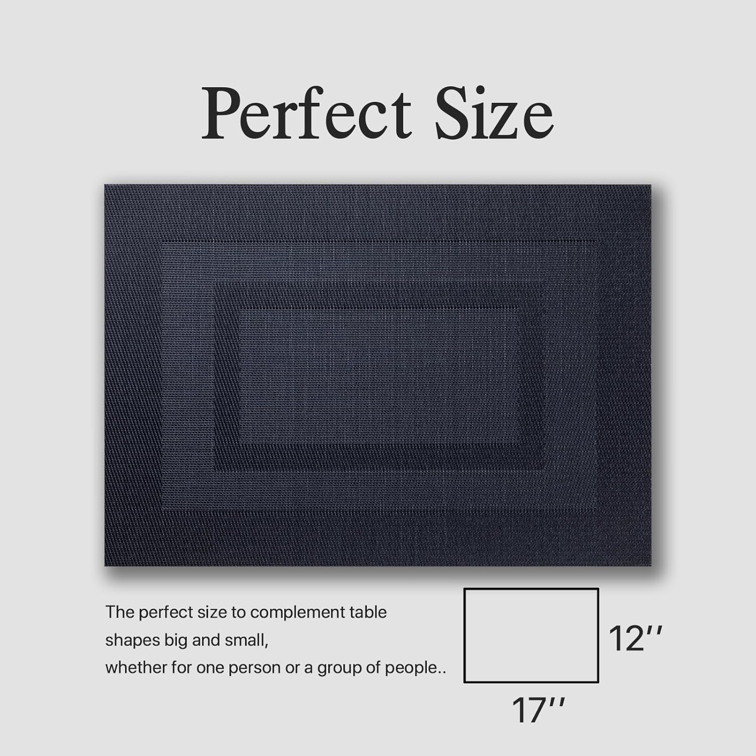 Placemats Set of 6 - Easy Clean Woven Vinyl Placemats for Dining Table, Indoor/Outdoor Place Mats