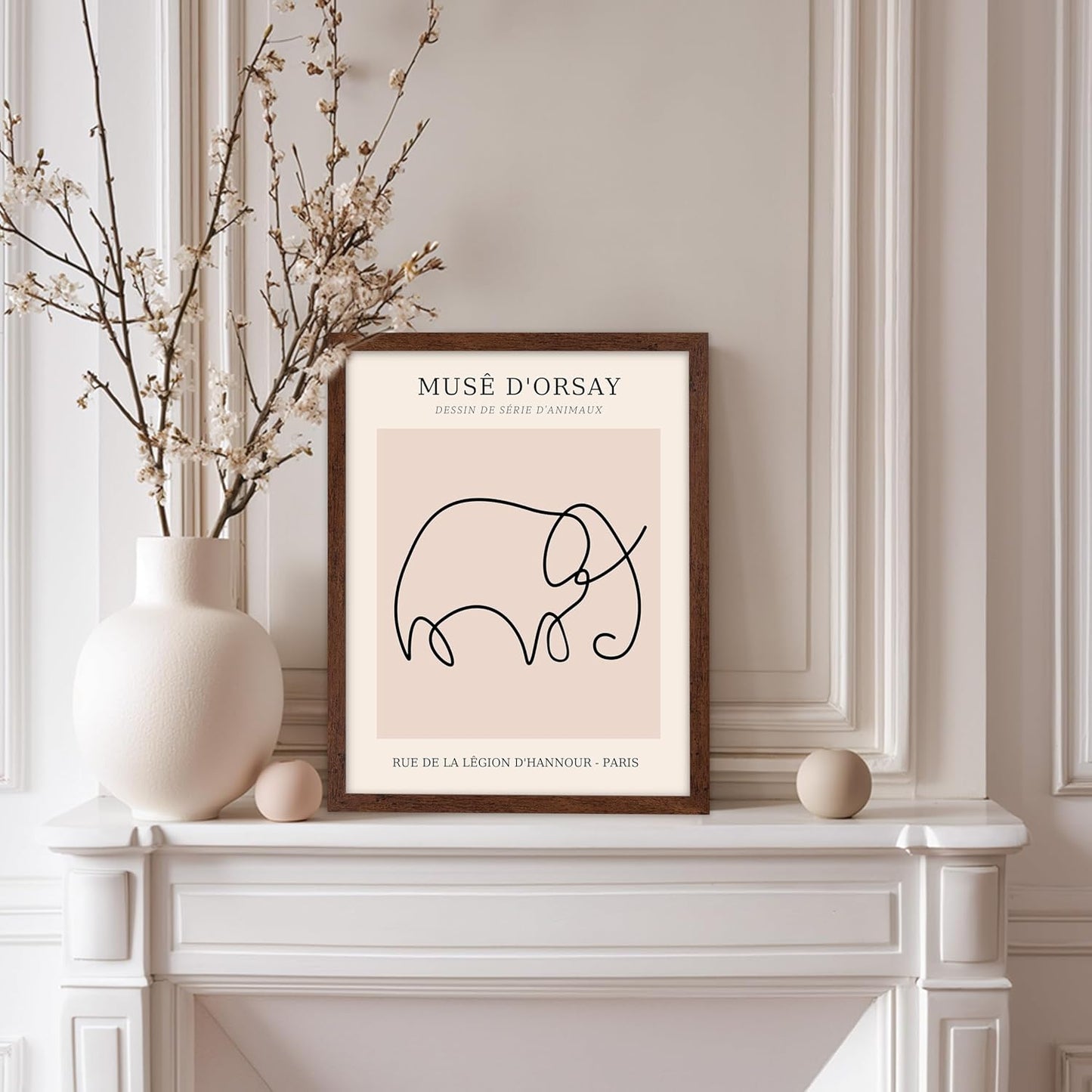 Poster Master Vintage Poster - Retro One Line Elephant Drawing Print - Elephant Art - Minimal Gift