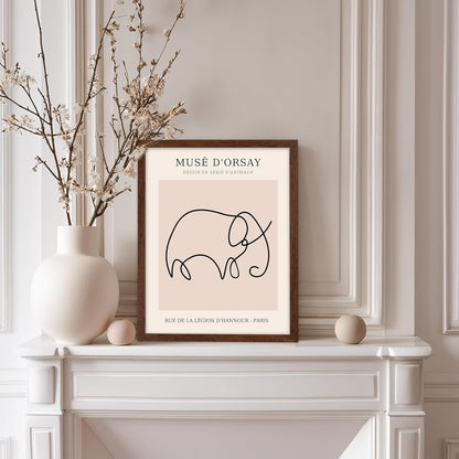 Poster Master Vintage Poster - Retro One Line Elephant Drawing Print - Elephant Art - Minimal Gift