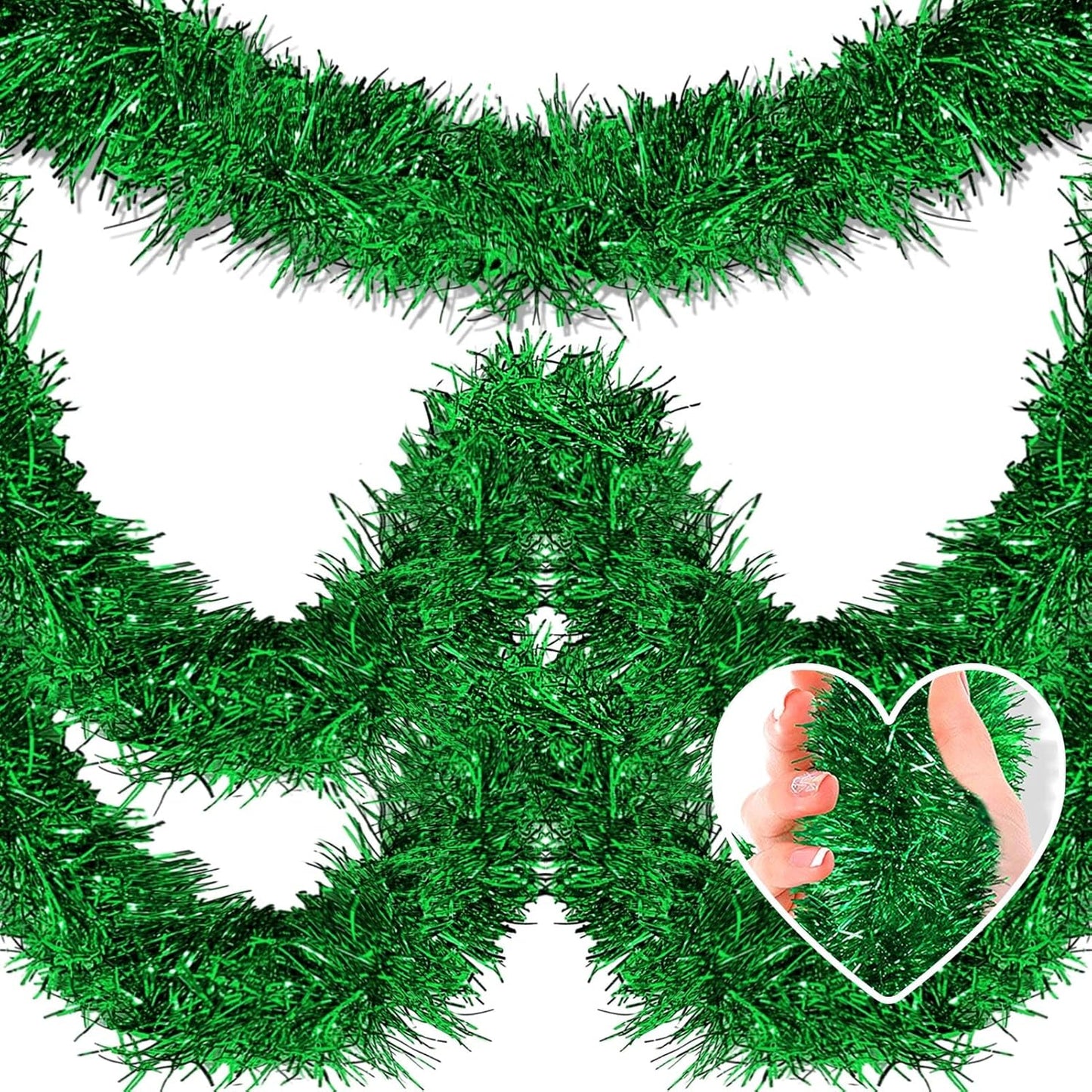25 Feet Metallic Twist Tinsel Garland Backdrop for Parade Floats, Christmas Eve, New Year