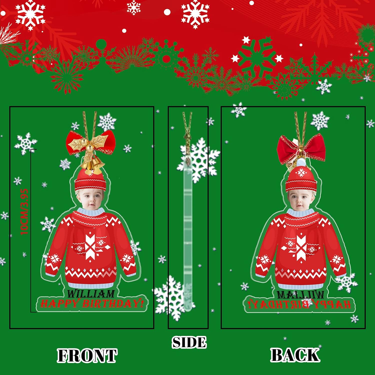 Personalized Christmas Ornament 2025 with Your Photo, Custom Face Ornament 2D Photo Acrylic for