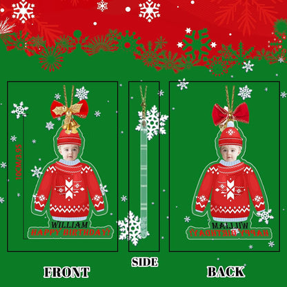 Personalized Christmas Ornament 2025 with Your Photo, Custom Face Ornament 2D Photo Acrylic for