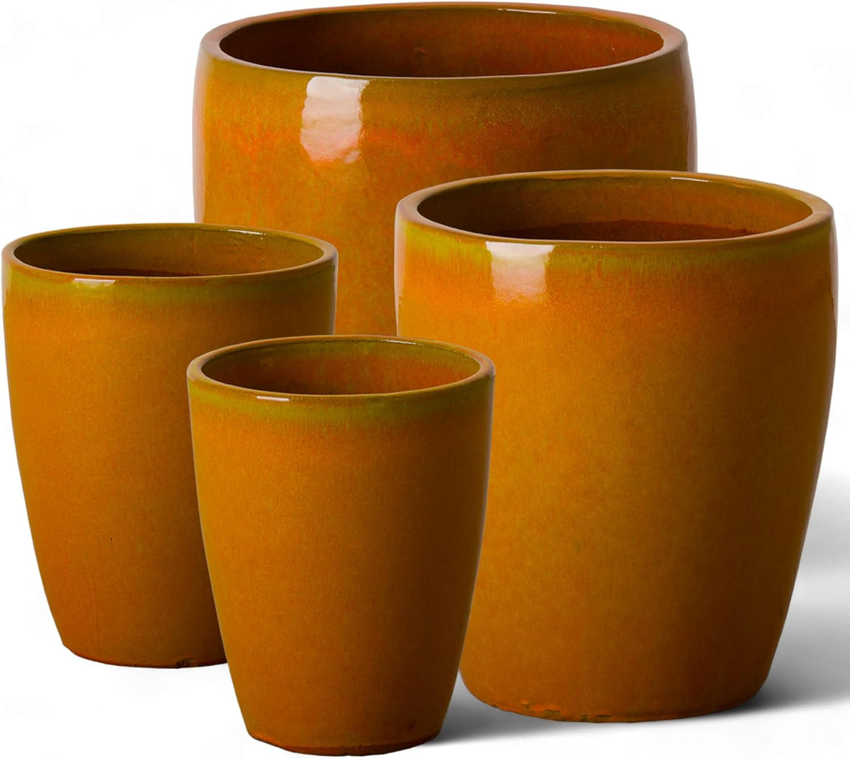 Emissary Home and Garden Bullet 12in., 14in., 15.5in., 21in. H Bright Orange Ceramic Round Planters