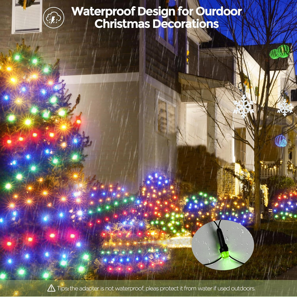WBao Christmas Lights Outdoor 200LED F8 Big Bulbs, 8.4ft x 5.2ft Christmas Bushes Lights with 8