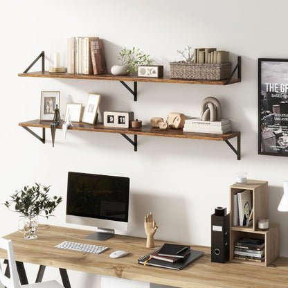 Floating Shelves 55 Inch Long, 10" Deep Floating Shelves, Wall Shelves 55 x 10, Set of 2, Wide