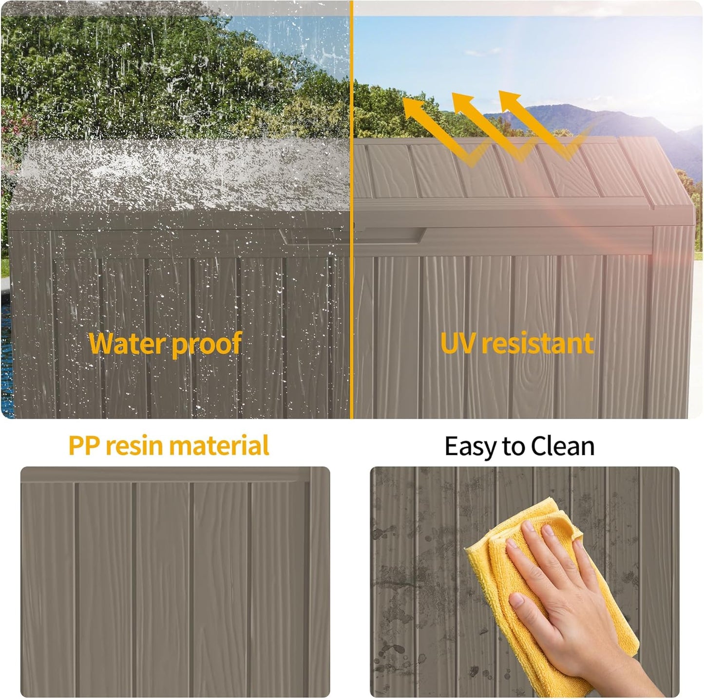 180 Gallon Outdoor Storage Box Waterproof Lockable Resin Deck Box Large, Patio Storage Bin for Pool