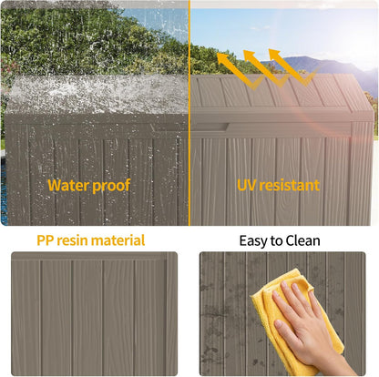 180 Gallon Outdoor Storage Box Waterproof Lockable Resin Deck Box Large, Patio Storage Bin for Pool