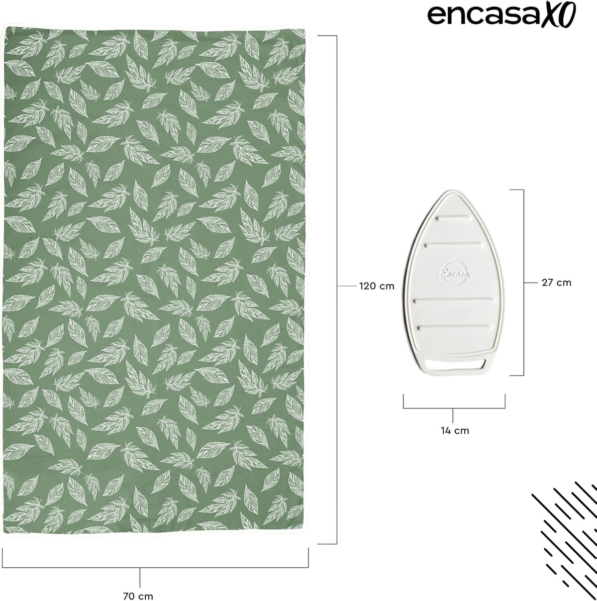 Encasa XO Ironing Mat/Pad (Large 48"x28") with 3mm Padding & Silicone Iron Rest for Steam Pressing