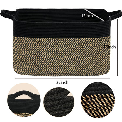COMFY-HOMI Large Rectangular Blanket, Cotton Rope Woven for Storage, LaundryHamper, Storage,Toy