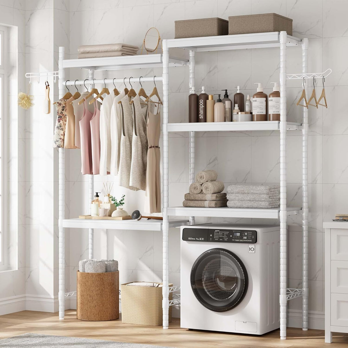 Double Row Over Washer and Dryer Storage Shelves, Laundry Room Organization and Storage, Heavy Duty